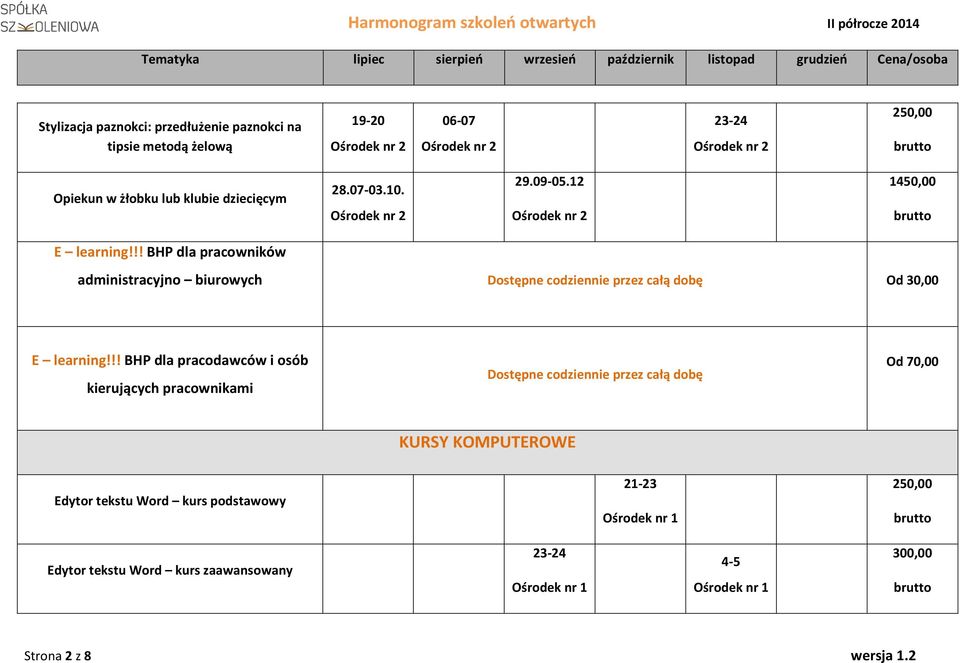 !! BHP dla pracowników administracyjno biurowych Dostępne codziennie przez całą dobę Od 30,00 E learning!