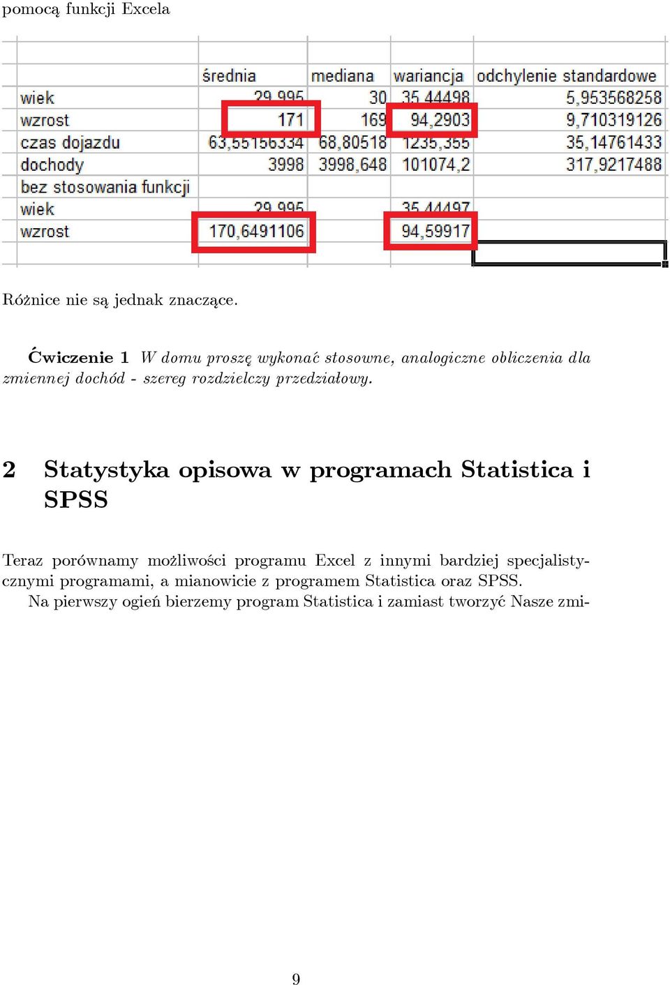 przedzia owy.