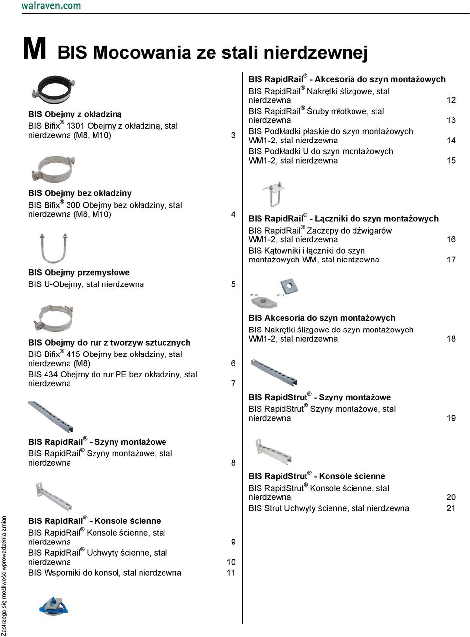 okładziny, stal nierdzewna BIS RapidRail - Akcesoria do szyn montażowych BIS RapidRail Nakrętki ślizgowe, stal nierdzewna 12 BIS RapidRail Śruby młotkowe, stal nierdzewna 13 BIS Podkładki płaskie do