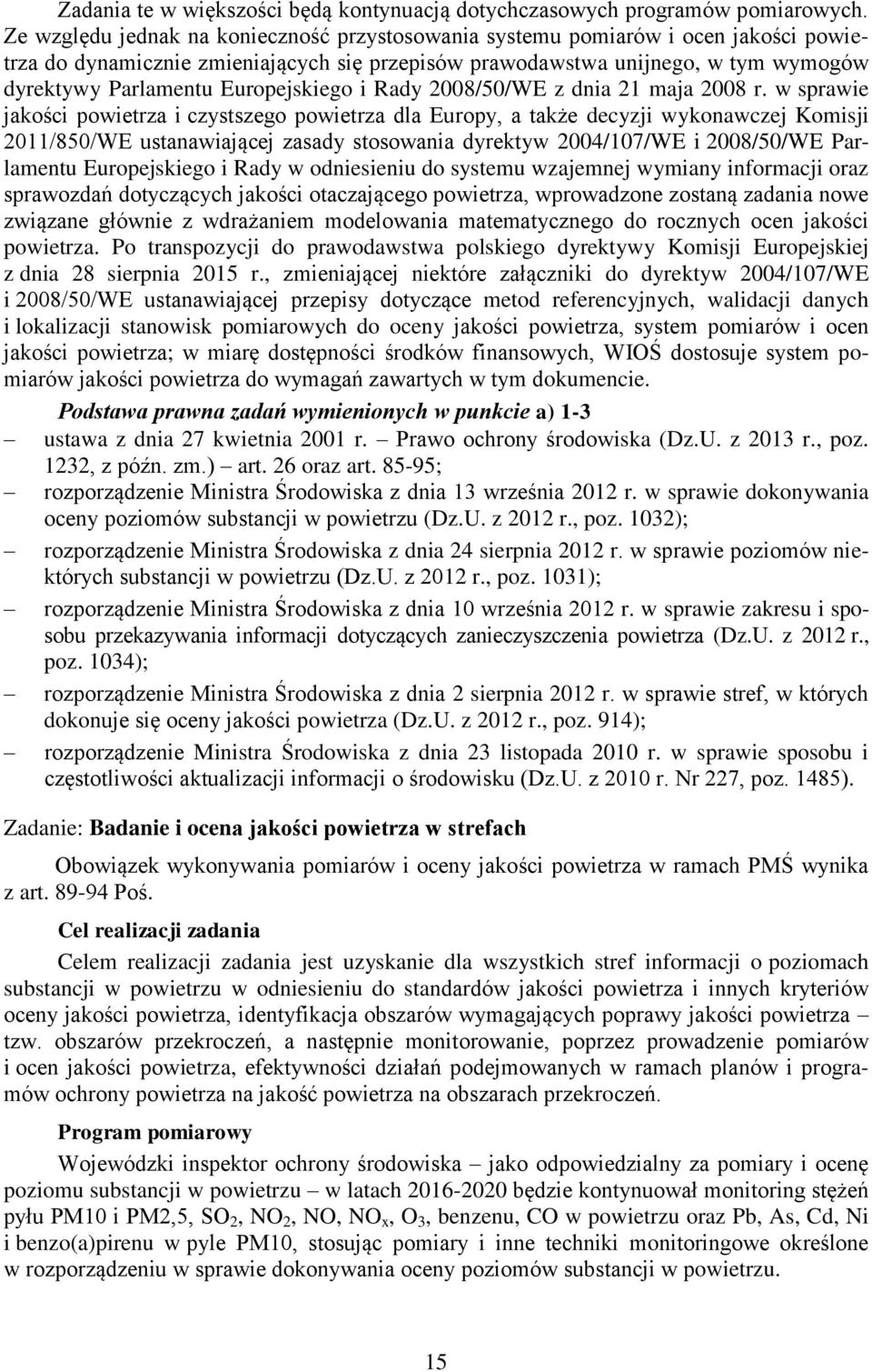 Europejskiego i Rady 2008/50/WE z dnia 21 maja 2008 r.
