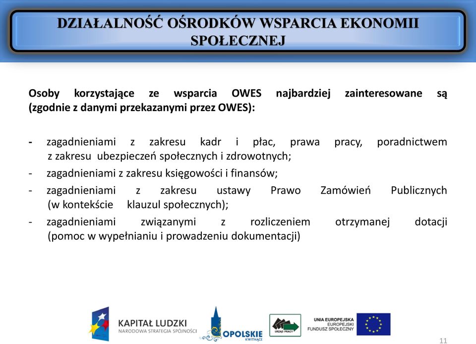 i zdrowotnych; - zagadnieniami z zakresu księgowości i finansów; - zagadnieniami z zakresu ustawy Prawo Zamówień Publicznych (w