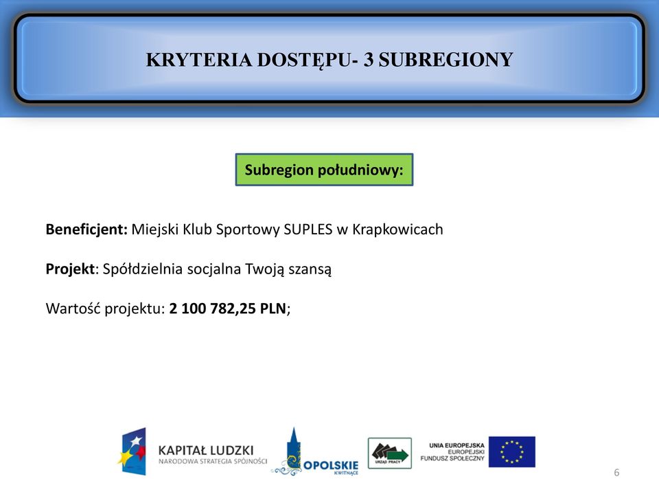 SUPLES w Krapkowicach Projekt: Spółdzielnia