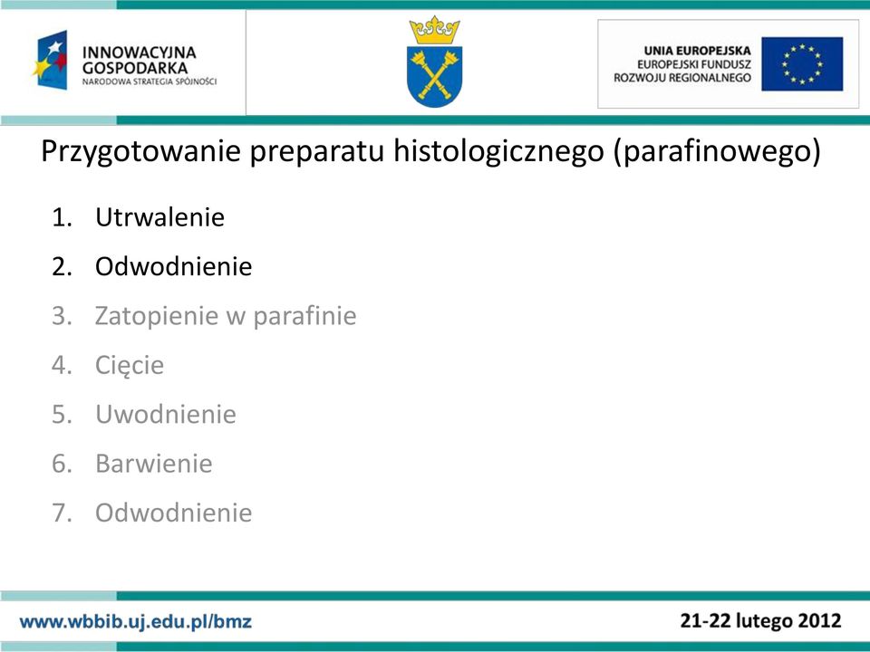 Odwodnienie 3. Zatopienie w parafinie 4.