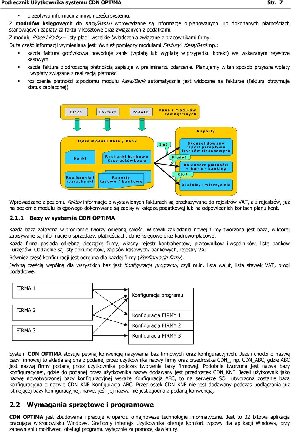 Z modułu Płace i Kadry listy płac i wszelkie świadczenia związane z pracownikami firmy. Duża część informacji wymieniana jest również pomiędzy modułami Faktury i Kasa/Bank np.