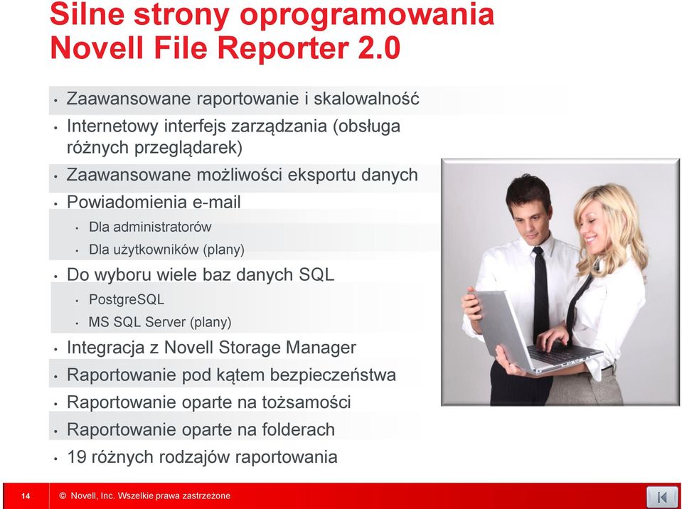 możliwości eksportu danych Powiadomienia e-mail Dla administratorów Dla użytkowników (plany) Do wyboru wiele baz danych SQL