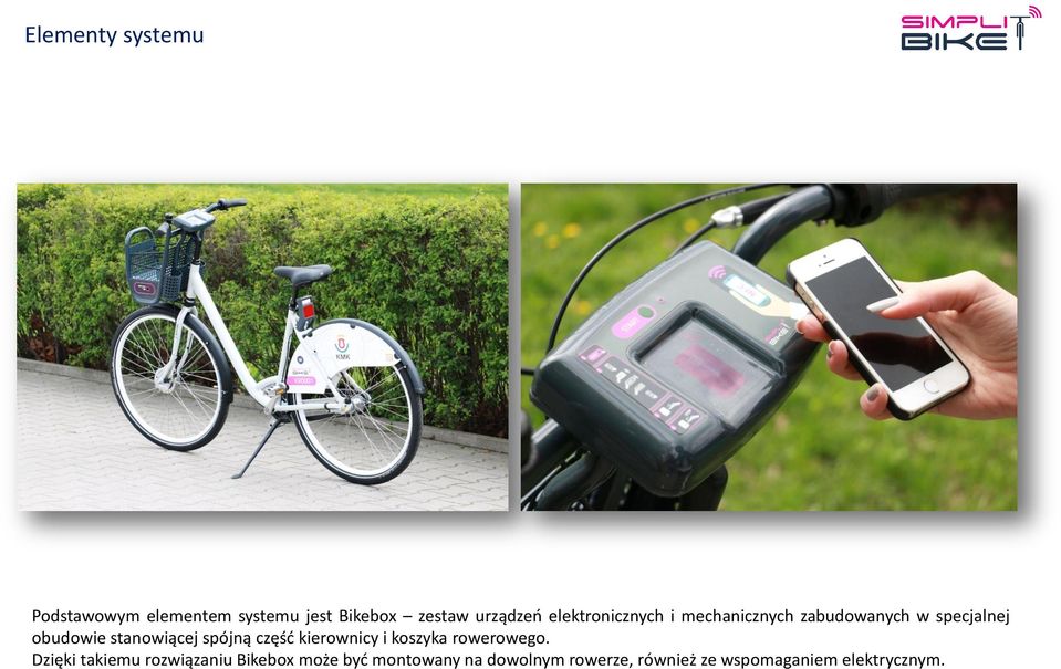 spójną część kierownicy i koszyka rowerowego.
