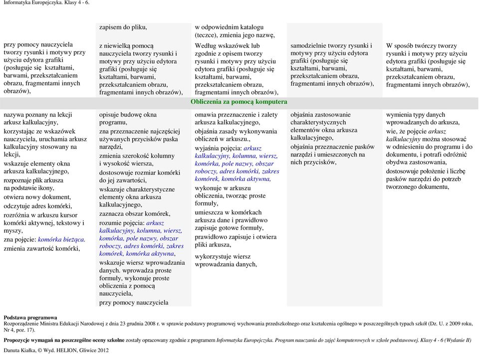 pisem twrzy rysunki i mtywy przy użyciu edytra grafiki (psługuje się kształtami, barwami, przekształcaniem brazu, fragmentami innych brazów), Obliczenia za pmcą kmputera samdzielnie twrzy rysunki i