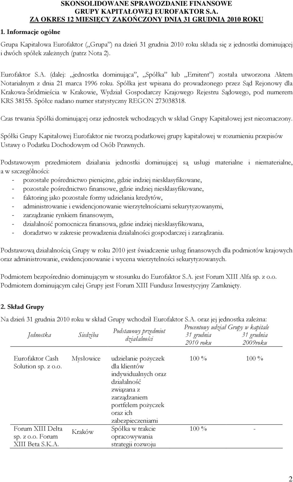 Spółka jest wpisana do prowadzonego przez Sąd Rejonowy dla Krakowa-Śródmieścia w Krakowie, Wydział Gospodarczy Krajowego Rejestru Sądowego, pod numerem KRS 38155.