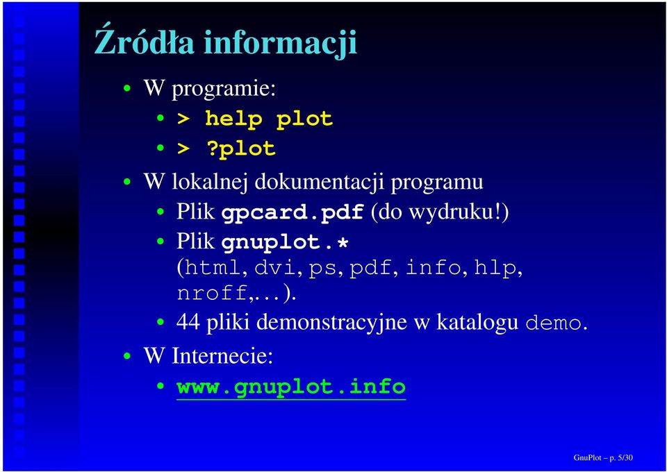 pdf (do wydruku!) Plik gnuplot.