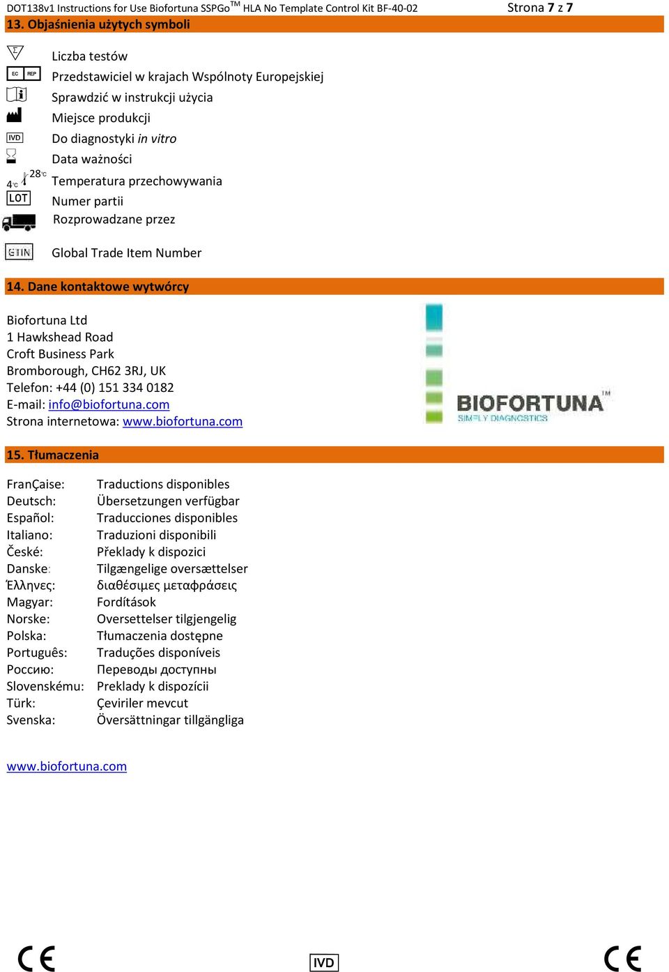 Temperatura przechowywania g Numer partii Rozprowadzane przez Global Trade Item Number 14.