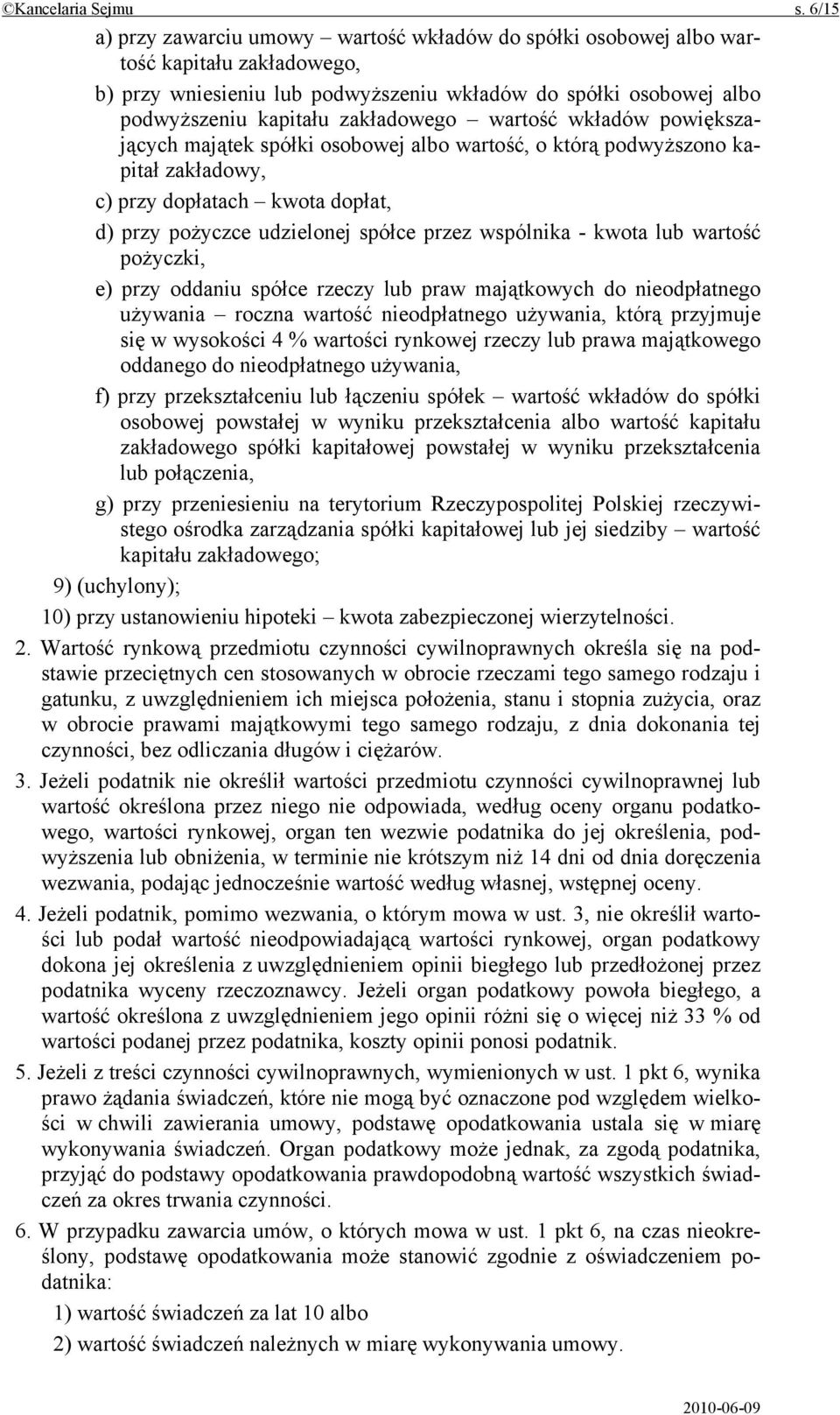 wartość wkładów powiększających majątek spółki osobowej albo wartość, o którą podwyższono kapitał zakładowy, c) przy dopłatach kwota dopłat, d) przy pożyczce udzielonej spółce przez wspólnika - kwota