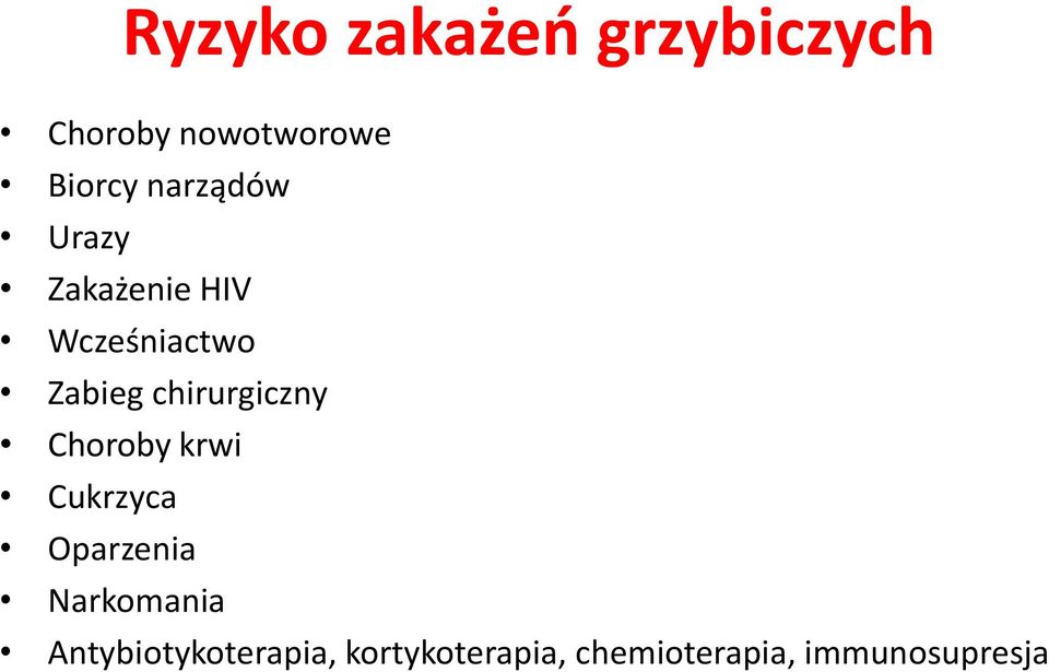 chirurgiczny Choroby krwi Cukrzyca Oparzenia Narkomania