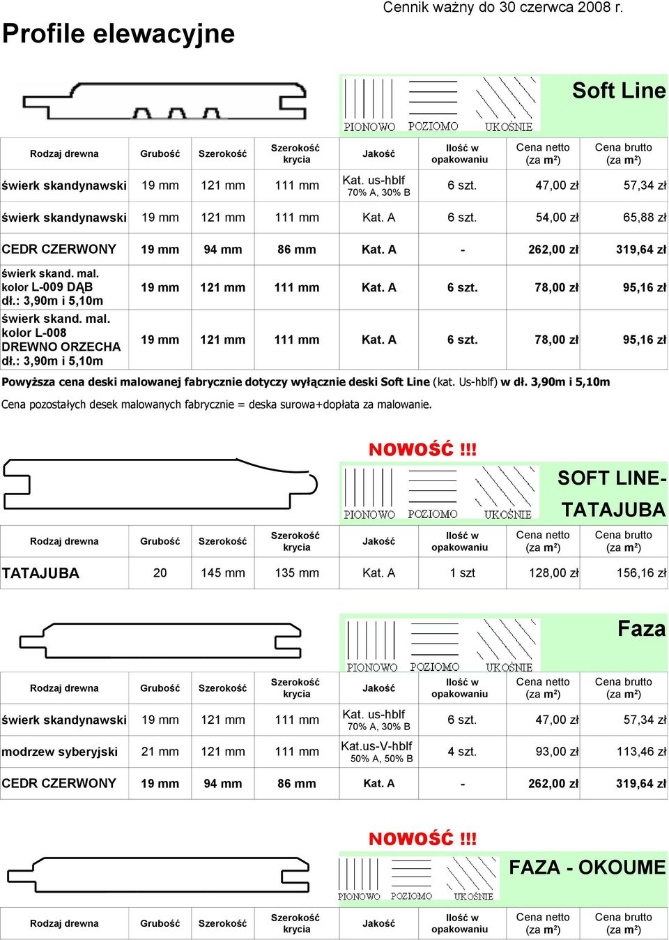 wyłącznie deski Soft Line (kat. Ushblf) w dł. 3,90m i 5,10m Cena pozostałych desek malowanych fabrycznie = deska surowa+dopłata za malowanie. NOWOŚĆ!