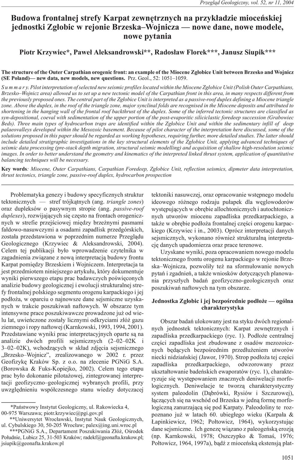 questions. Prz. Geol., 52: 151 159. ummary.