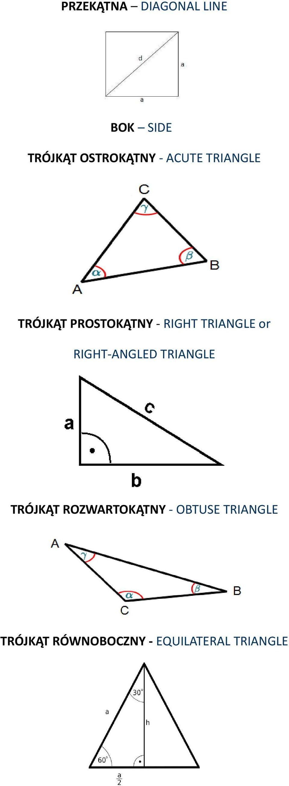 or RIGHT-ANGLED TRIANGLE TRÓJKĄT ROZWARTOKĄTNY -