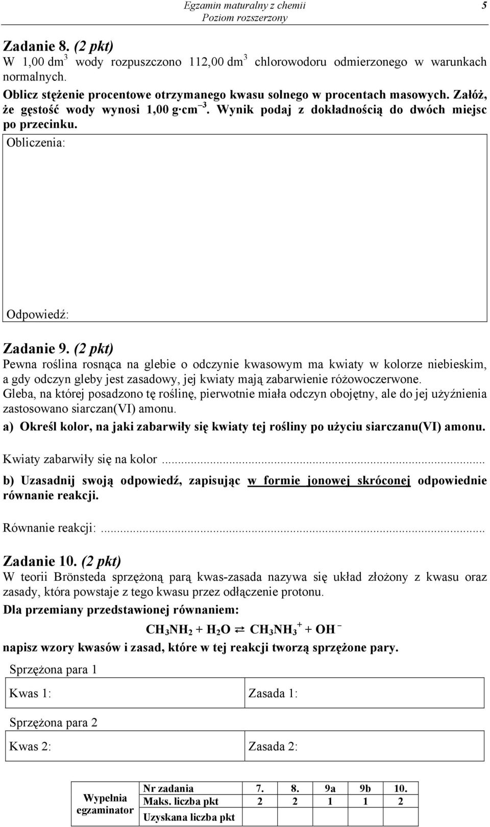Obliczenia: Odpowiedź: Zadanie 9.