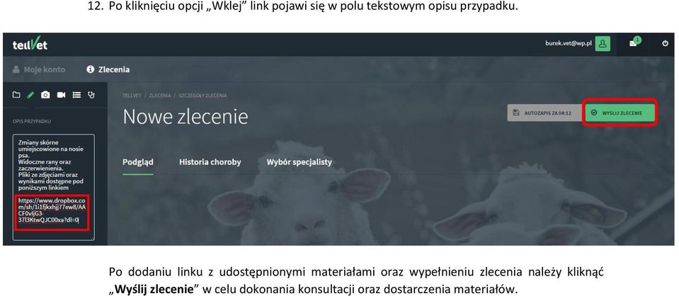 Po dodaniu linku z udostępnionymi materiałami oraz