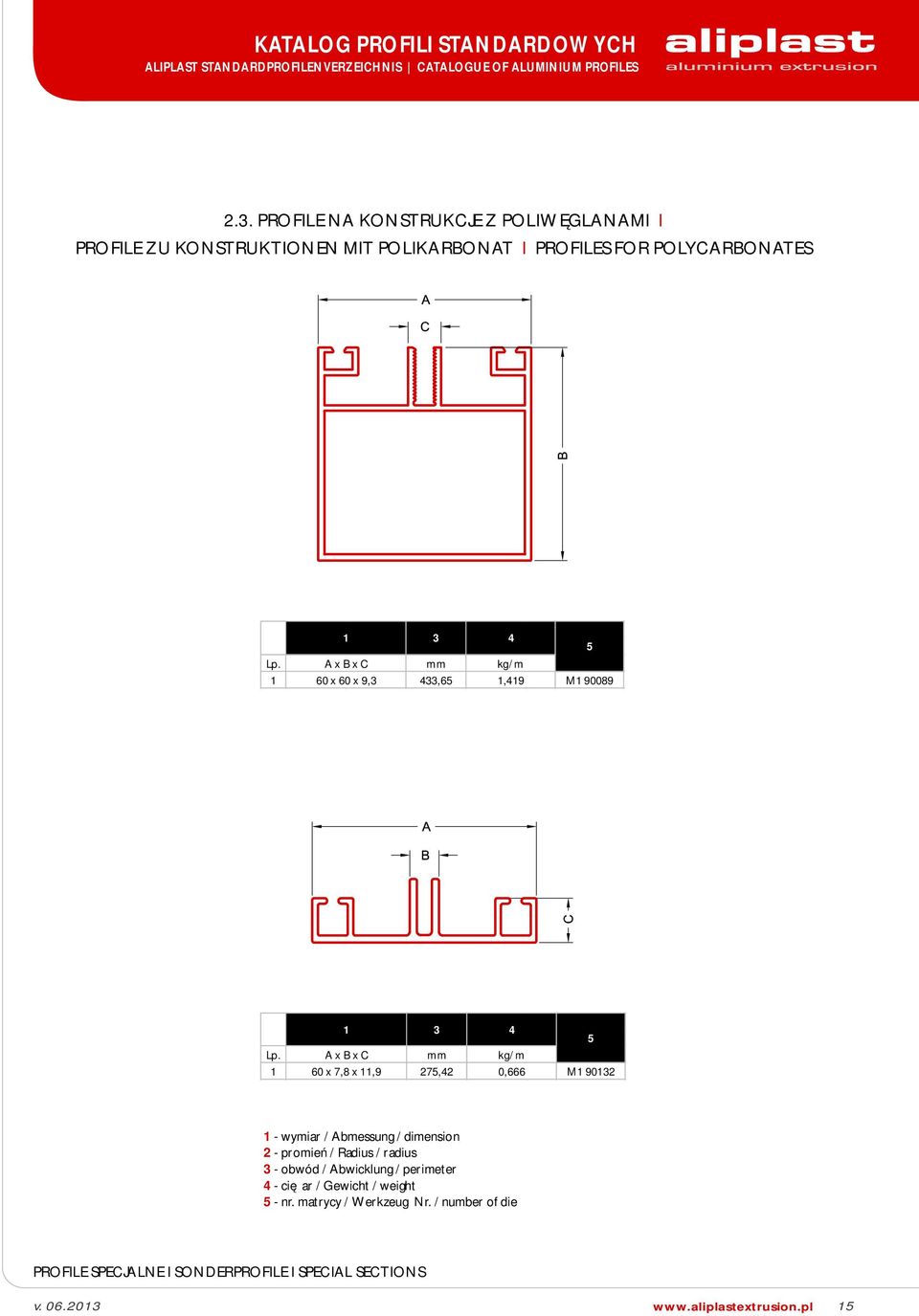 90089 mm 1 60 x 7,8 x 11,9 27,42 0,666 M1 90132 - nr. matrycy / Werkzeug Nr.