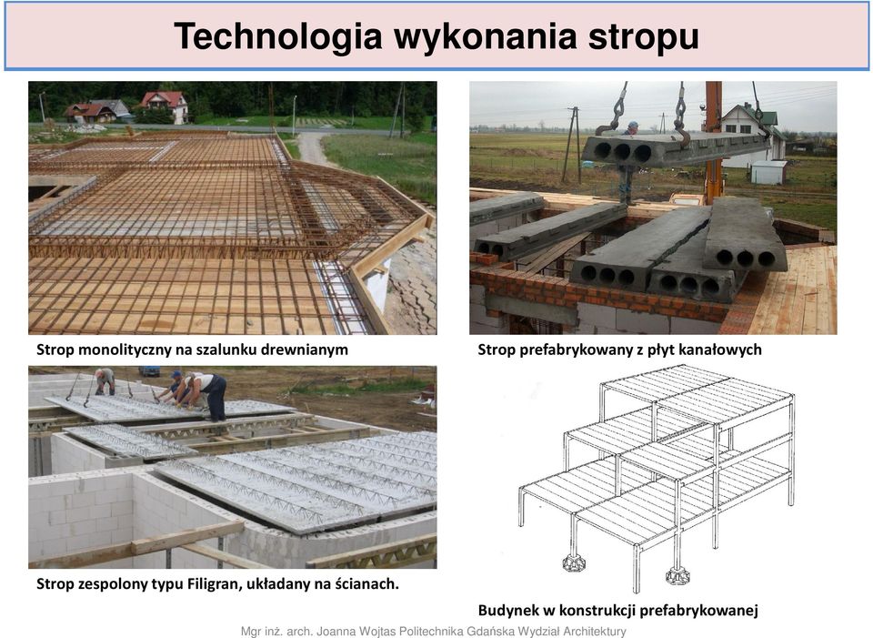 płyt kanałowych Strop zespolony typu Filigran,