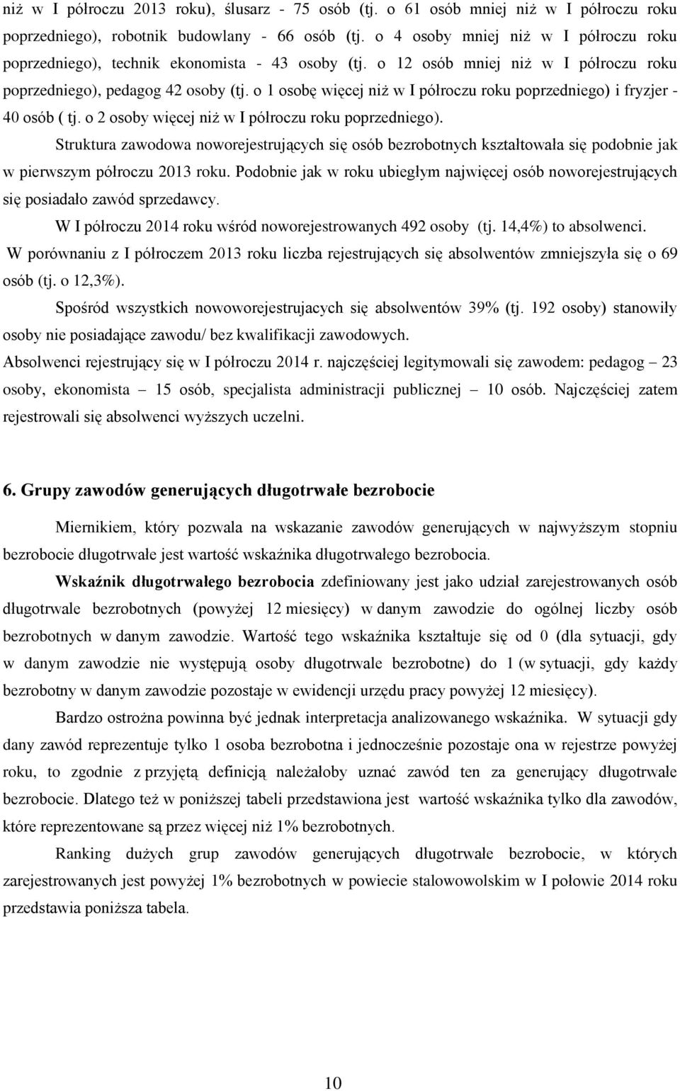 o 1 osobę więcej niż w I półroczu roku poprzedniego) i fryzjer - 40 osób ( tj. o 2 osoby więcej niż w I półroczu roku poprzedniego).