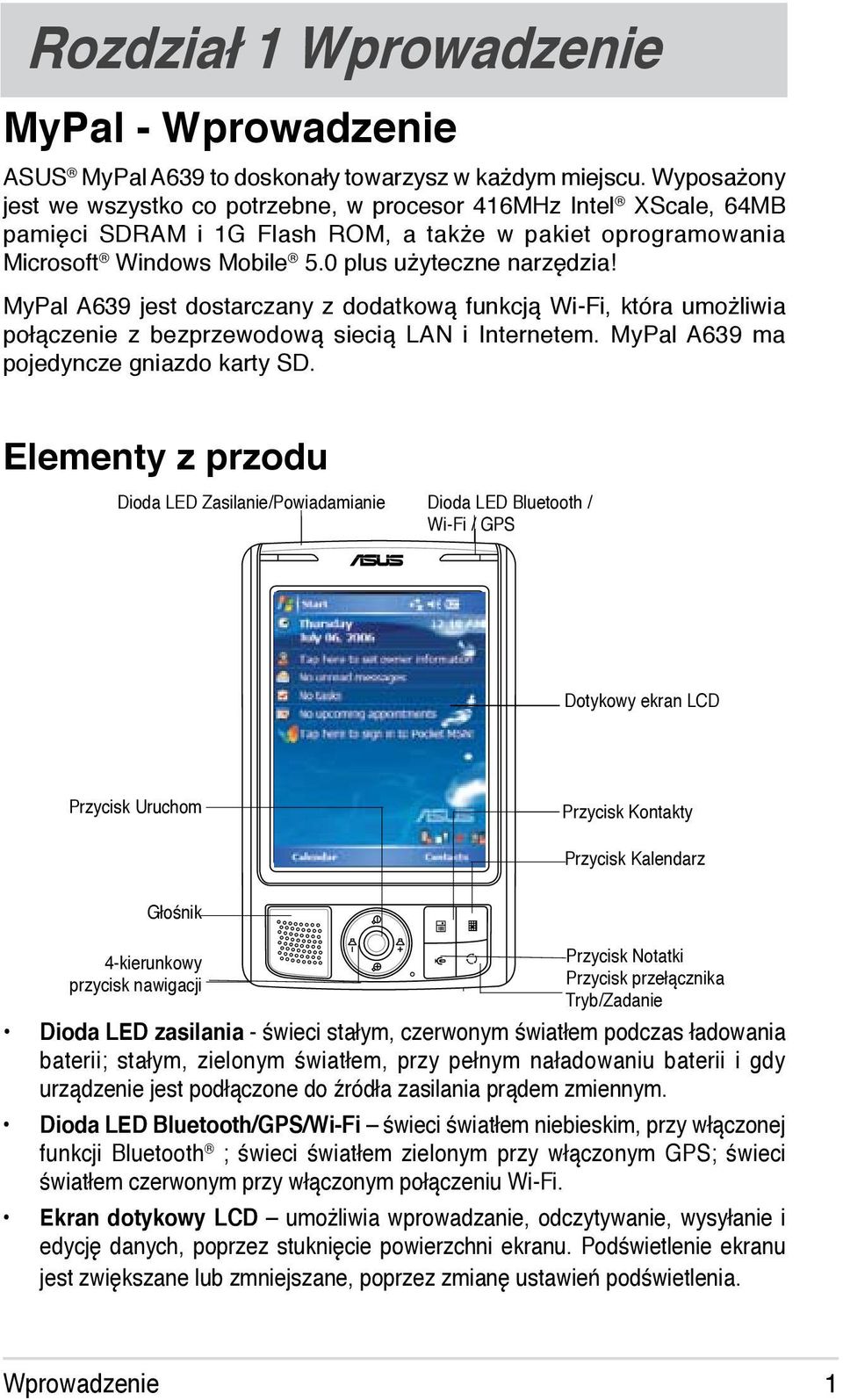 MyPal A639 jest dostarczany z dodatkową funkcją Wi-Fi, która umożliwia połączenie z bezprzewodową siecią LAN i Internetem. MyPal A639 ma pojedyncze gniazdo karty SD.