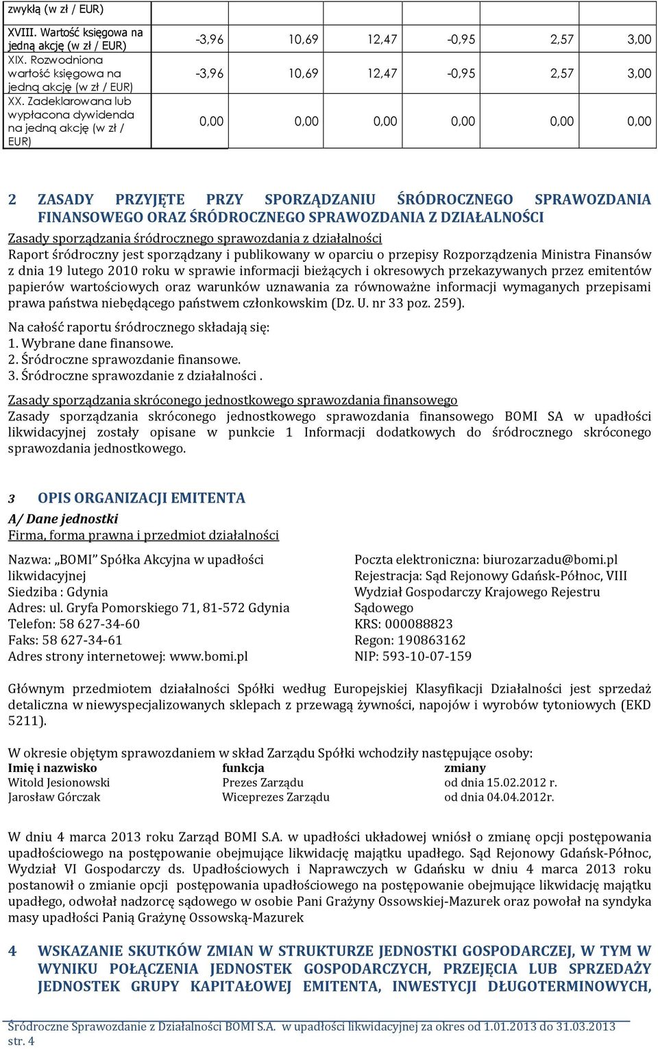 ŚRÓDROCZNEGO SPRAWOZDANIA FINANSOWEGO ORAZ ŚRÓDROCZNEGO SPRAWOZDANIA Z DZIAŁALNOŚCI Zasady sporządzania śródrocznego sprawozdania z działalności Raport śródroczny jest sporządzany i publikowany w