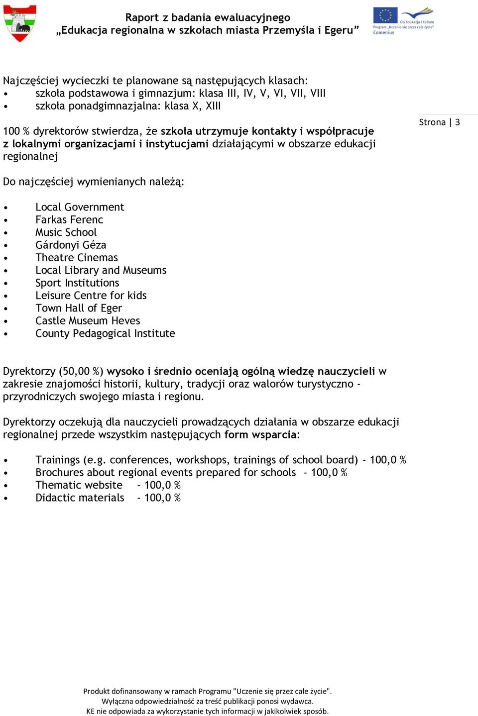 Ferenc Music School Gárdonyi Géza Theatre Cinemas Local Library and Museums Sport Institutions Leisure Centre for kids Town Hall of Eger Castle Museum Heves County Pedagogical Institute Dyrektorzy