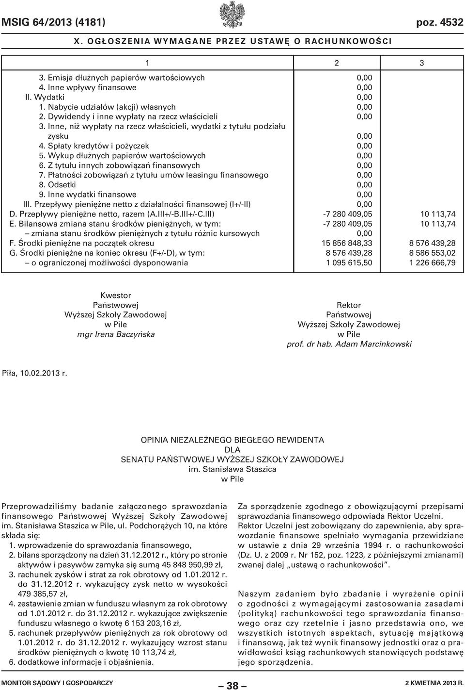 Płatności zobowiązań z tytułu umów leasingu finansowego 8. Odsetki 9. Inne wydatki finansowe III. Przepływy pieniężne netto z działalności finansowej (I+/-II) D. Przepływy pieniężne netto, razem (A.