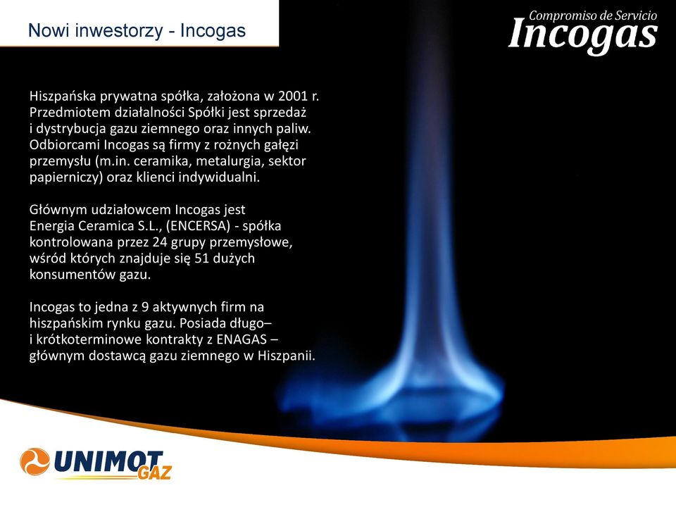 Głównym udziałowcem Incogas jest Energia Ceramica S.L.