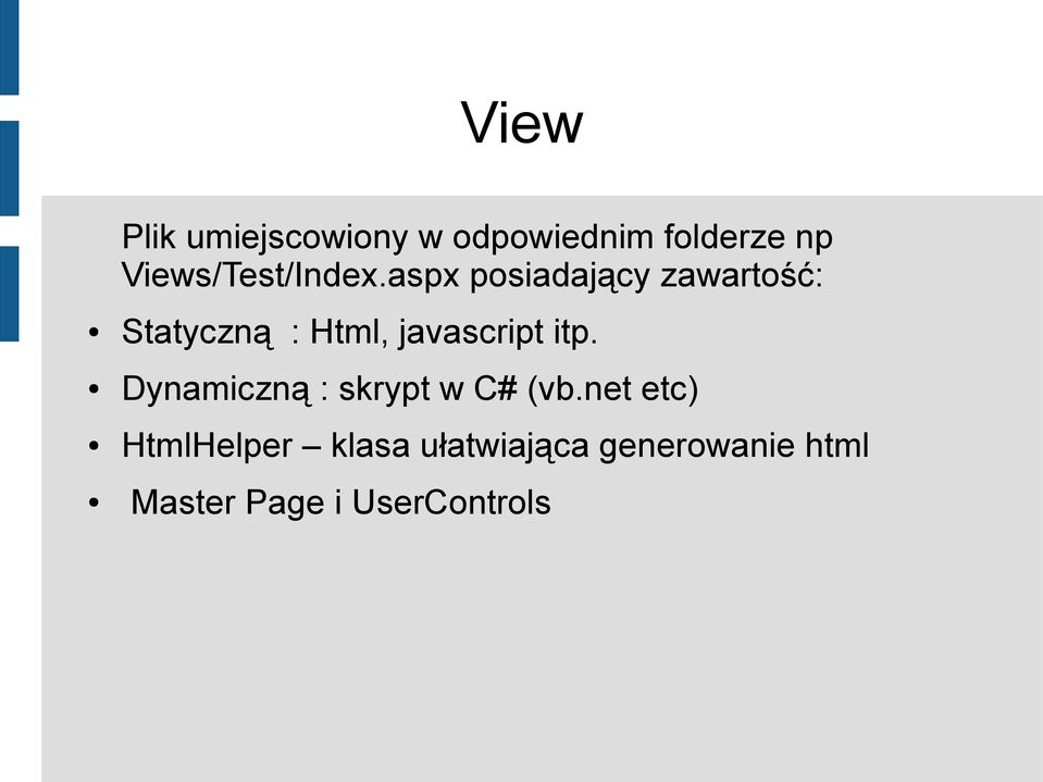 aspx posiadający zawartość: Statyczną : Html, javascript