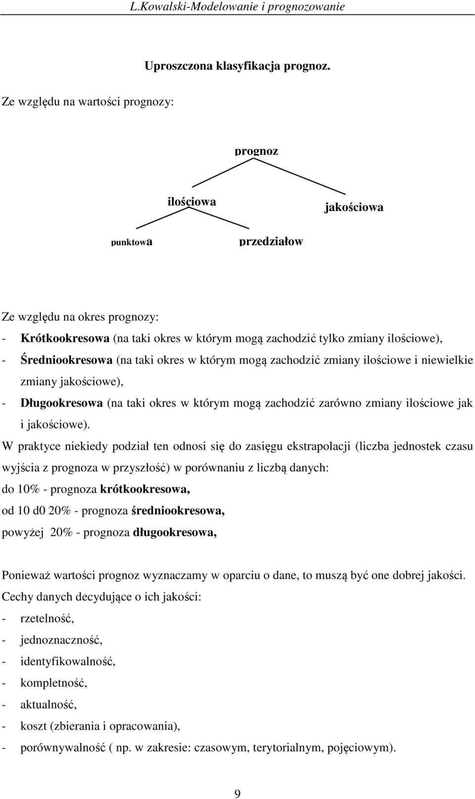 mogą zachodzć zma loścowe ewelke zma jakoścowe), - Długookresowa (a ak okres w kórm mogą zachodzć zarówo zma loścowe jak jakoścowe).