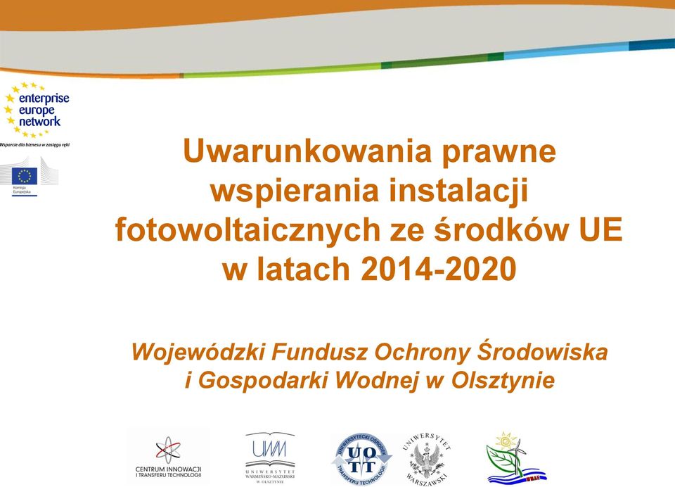 UE w latach 2014-2020 Wojewódzki Fundusz