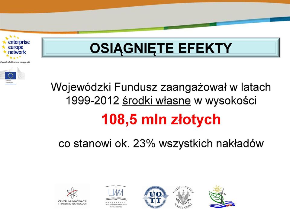 własne w wysokości 108,5 mln złotych