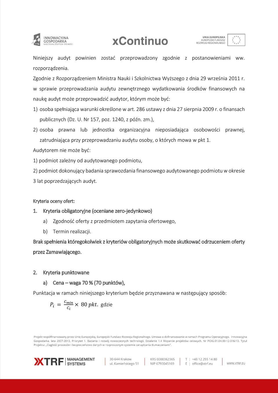 286 ustawy z dnia 27 sierpnia 2009 r. o finansach publicznych (Dz. U. Nr 157, poz. 1240, z późn. zm.