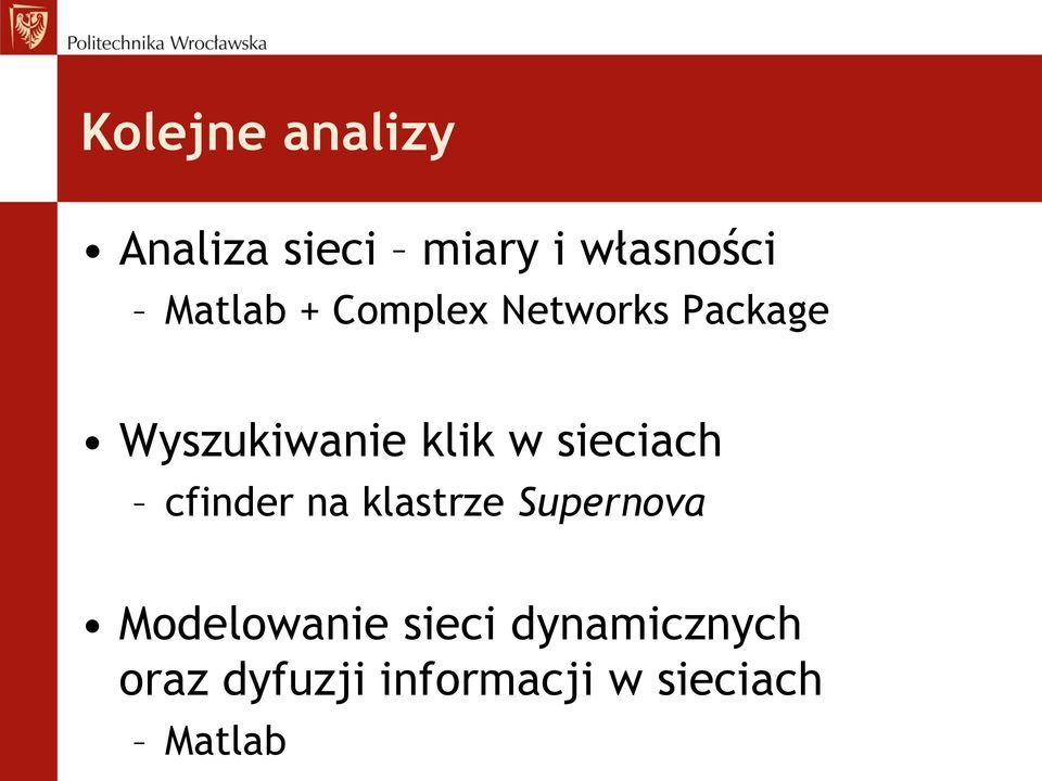sieciach cfinder na klastrze Supernova Modelowanie