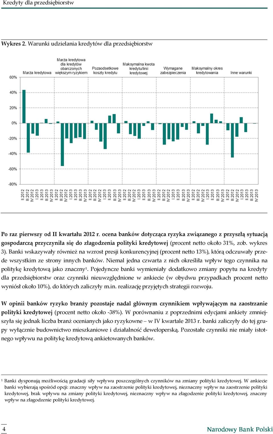 Banki wskazywały również na wzrost presji konkurencyjnej (procent netto 13%), którą odczuwały przede wszystkim ze strony innych banków.