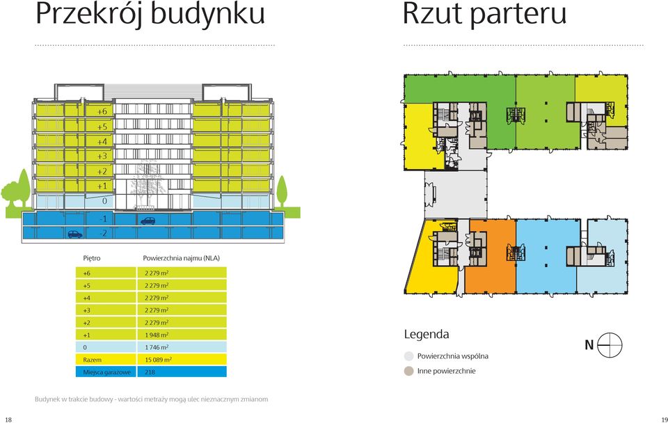 15 089 m 2 Legenda Powierzchnia wspólna N Miejsca garażowe 218 Inne