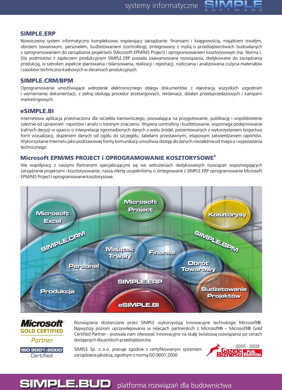 o przedsiêbiorstwach budowlanych z oprogramowaniem do zarz¹dzania projektami (Microsoft EPM/MS Project) i oprogramowaniem kosztorysowym (np. Norma ).