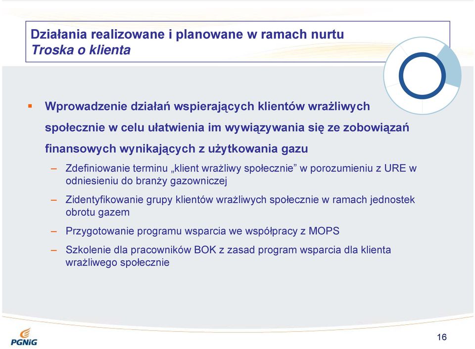 porozumieniu z URE w odniesieniu do branży gazowniczej Zidentyfikowanie grupy klientów wrażliwych społecznie w ramach jednostek obrotu gazem