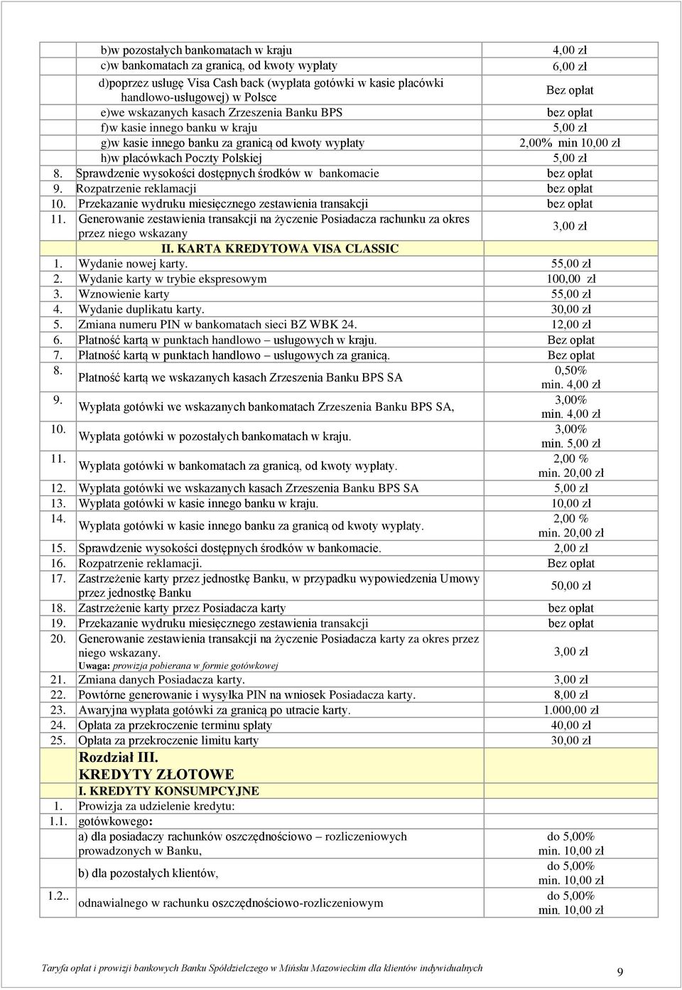 Sprawdzenie wysokości dostępnych środków w bankomacie 9. Rozpatrzenie reklamacji 10. Przekazanie wydruku miesięcznego zestawienia transakcji 11.