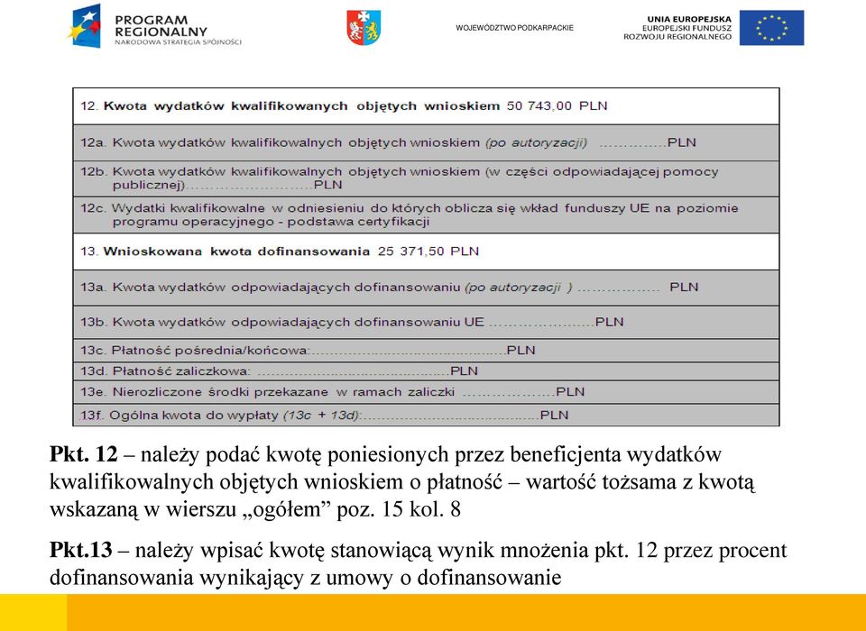 wskazaną w wierszu ogółem poz. 15 kol. 8 Pkt.