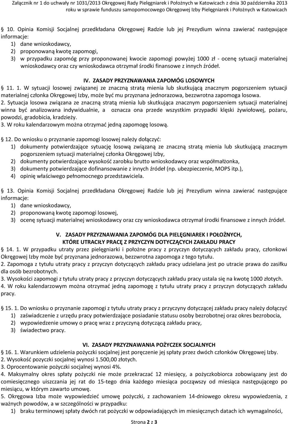 proponowanej kwocie zapomogi powyżej 10