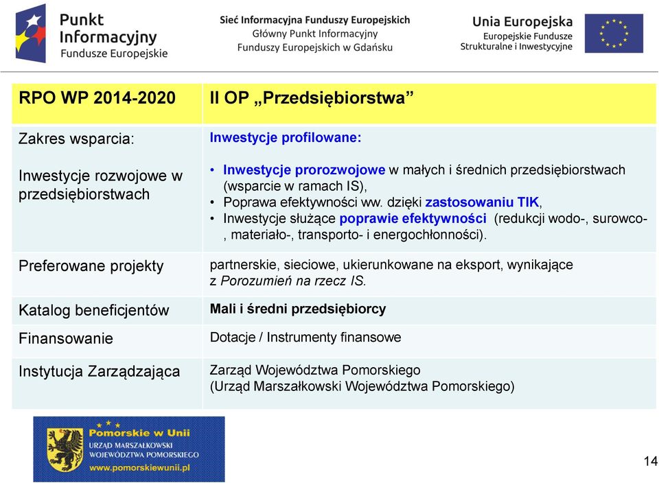 dzięki zastosowaniu TIK, Inwestycje służące poprawie efektywności (redukcji wodo-, surowco-, materiało-, transporto- i energochłonności).