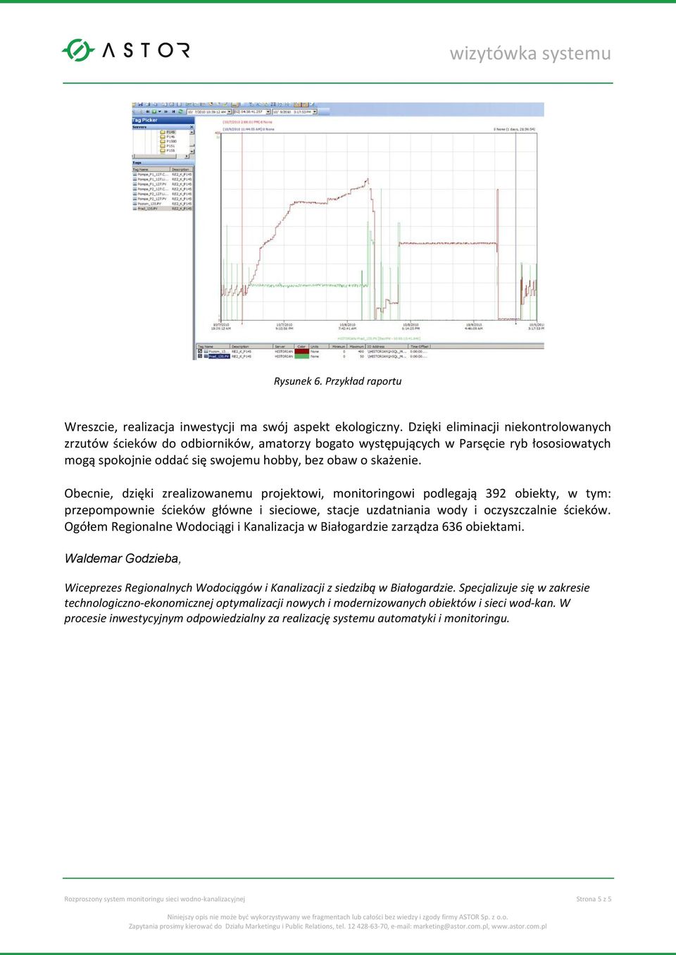 Obecnie, dzięki zrealizowanemu projektowi, monitoringowi podlegają 392 obiekty, w tym: przepompownie ścieków główne i sieciowe, stacje uzdatniania wody i oczyszczalnie ścieków.