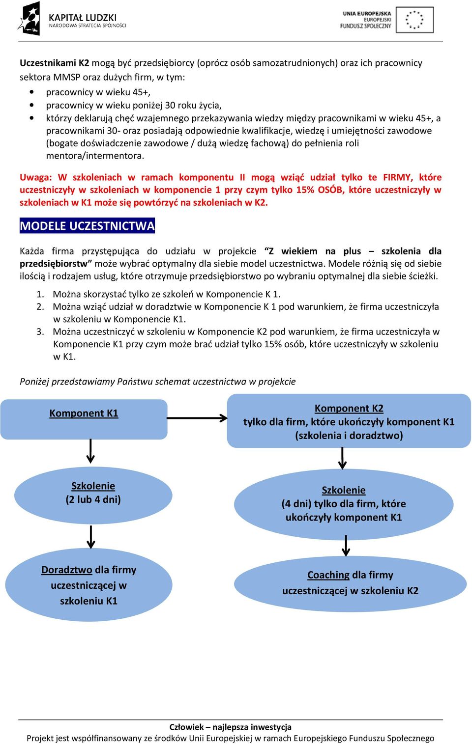 zawodowe / dużą wiedzę fachową) do pełnienia roli mentora/intermentora.