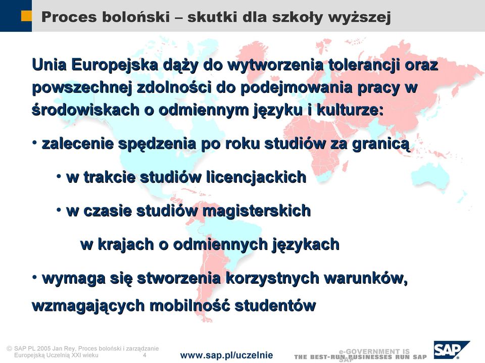trakcie studiów licencjackich w czasie studiów magisterskich w krajach o odmiennych językach wymaga się stworzenia