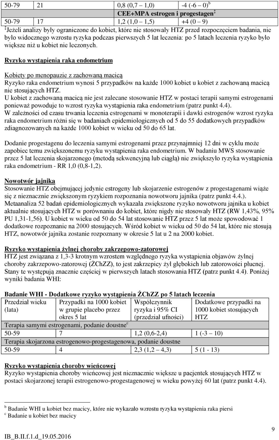Ryzyko wystąpienia raka endometrium Kobiety po menopauzie z zachowaną macicą Ryzyko raka endometrium wynosi 5 przypadków na każde 1000 kobiet u kobiet z zachowaną macicą nie stosujących HTZ.