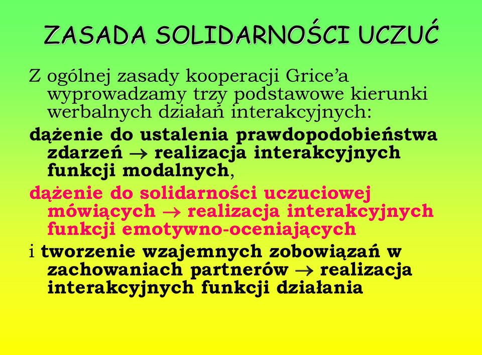 interakcyjnych funkcji modalnych, dążenie do solidarności uczuciowej mówiących realizacja interakcyjnych