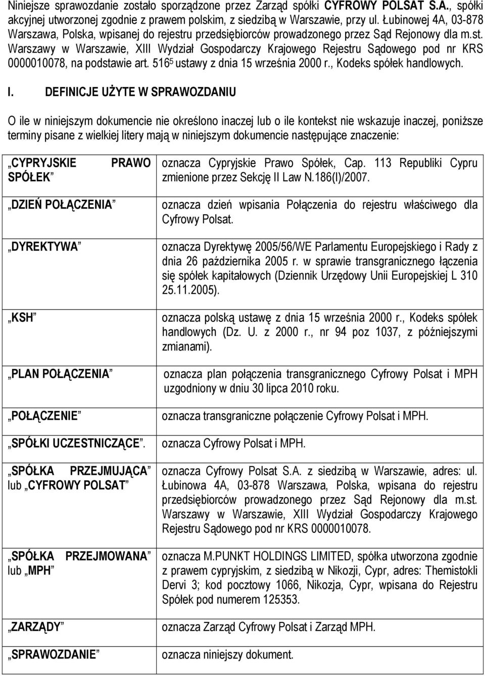 516 5 ustawy z dnia 15 września 2000 r., Kodeks spółek handlowych. I.