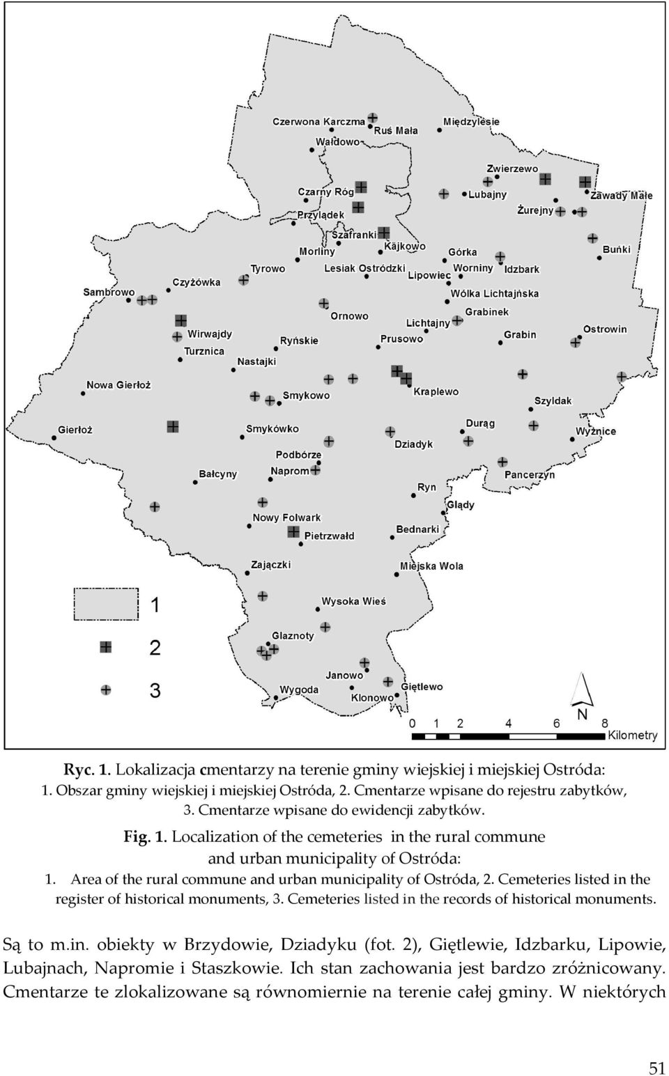 Area of the rural commune and urban municipality of Ostróda, 2. Cemeteries listed in the register of historical monuments, 3. Cemeteries listed in the records of historical monuments.